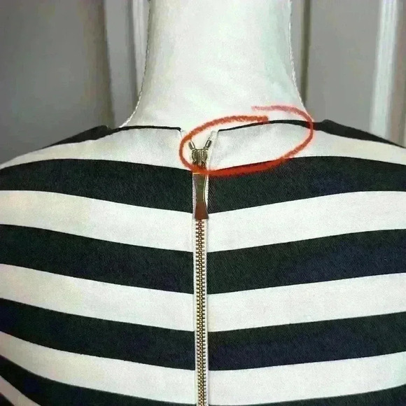 Kate Spade New York Black and Cream Midi Cotton/Silk Zippered Back Womens Size 8 - Picture 12 of 16